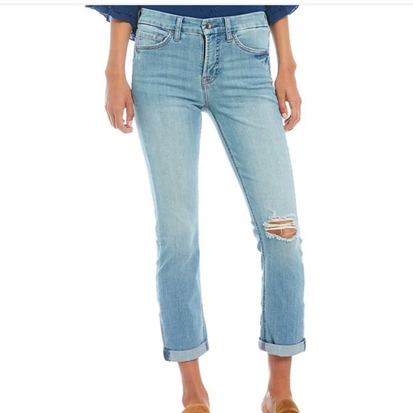 JEN7 by 7 for All Mankind Destruction Detail Roll Up Hem Slim Boyfriend Jeans - Picture 3 of 15